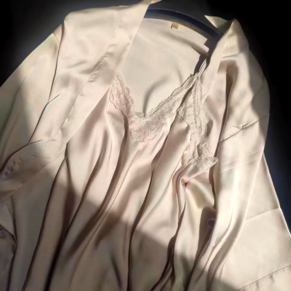 Vintage  Lace Overlay Nightgown Lingerie  M